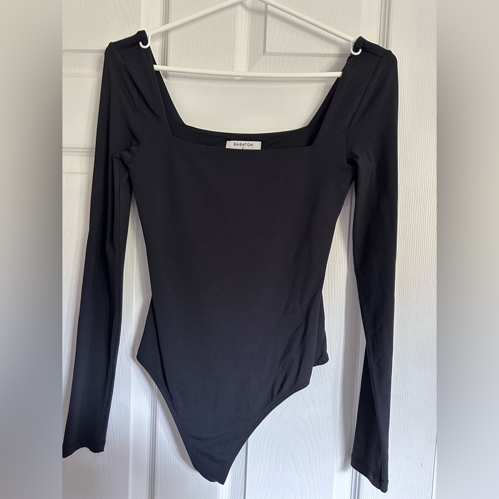 Babaton Black Square Neck Bodysuit